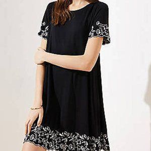 LOFT Embroidered Swing Dress Sz L